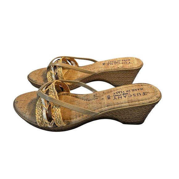 Tuscany Tan Slide Easy Street Wedge Sandals Made in Italy‎ - Size 10 - Picture 4 of 12